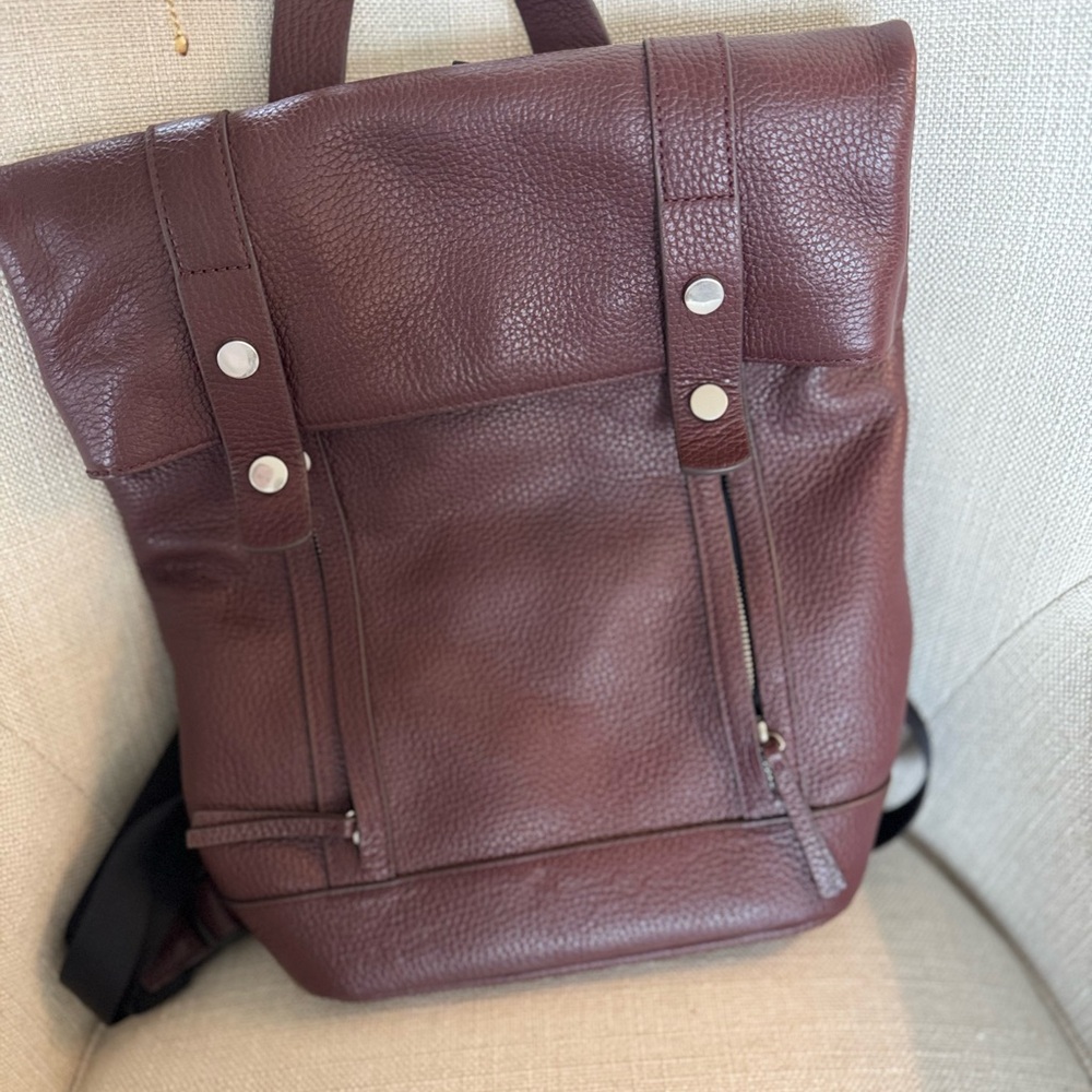 Burgundy Brown Leather Backpack